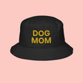 Dog Mom Embroidered Bucket Hat — Floral Yellow Text