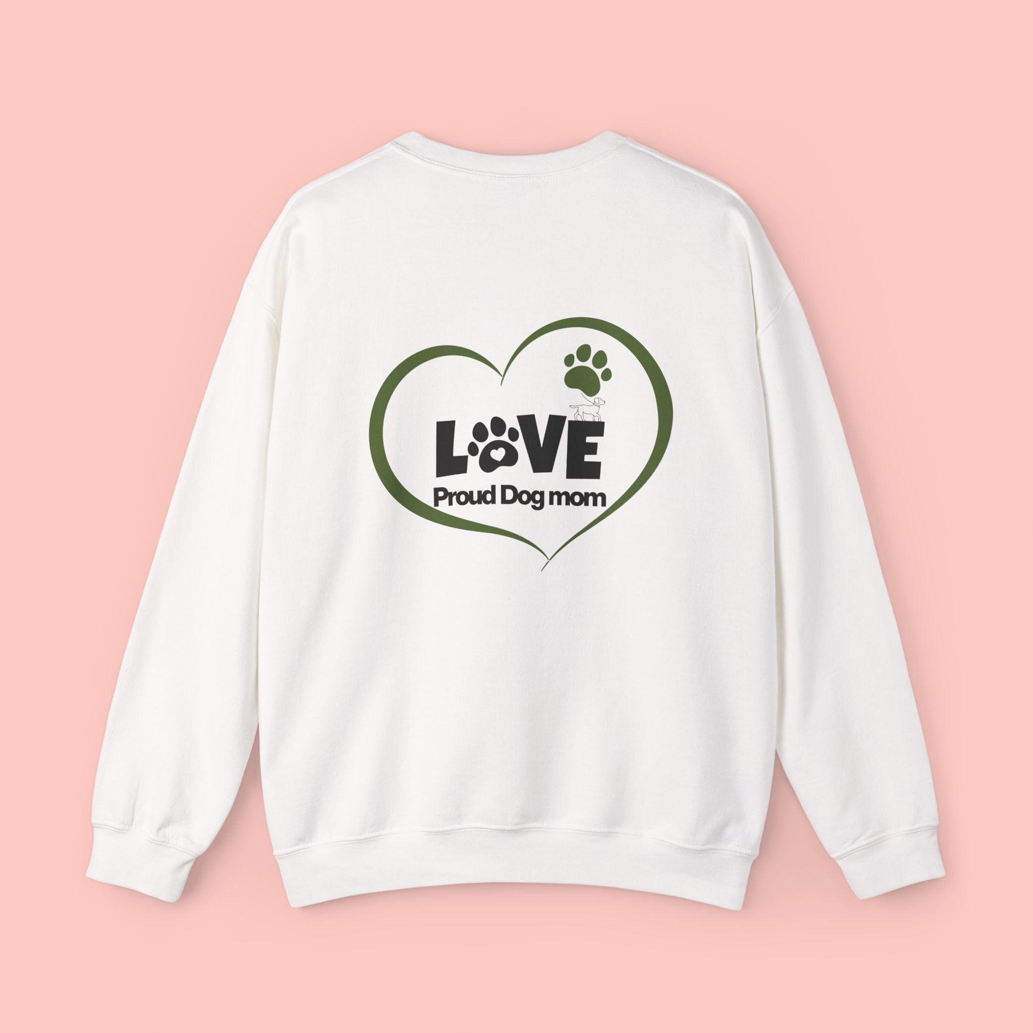 Dog Mom Sweatshirt – "LOVE" Paw Heart Crewneck