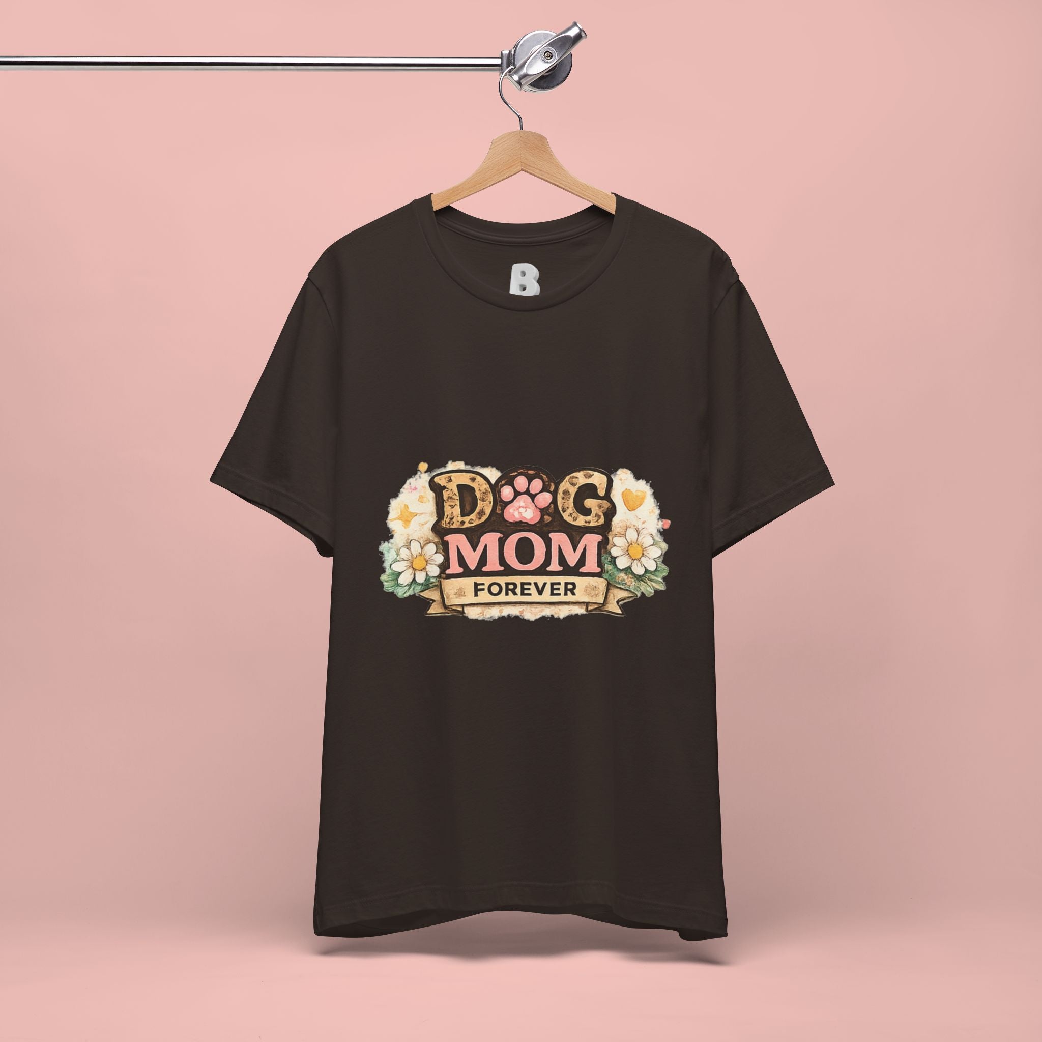 Dog Mom Forever T‑Shirt — Floral Paw Print Tee for Pet Lovers
