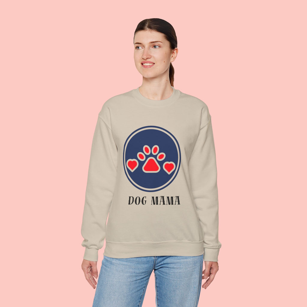 Dog Mama Crewneck Sweatshirt — Paw Print Heart Graphic