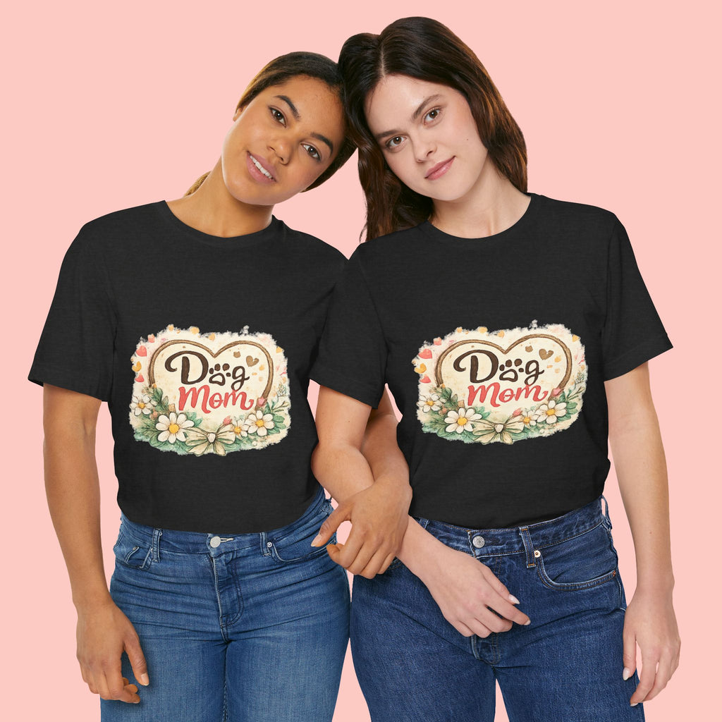 Dog Mom T-Shirt – Floral Paw Heart Graphic Tee