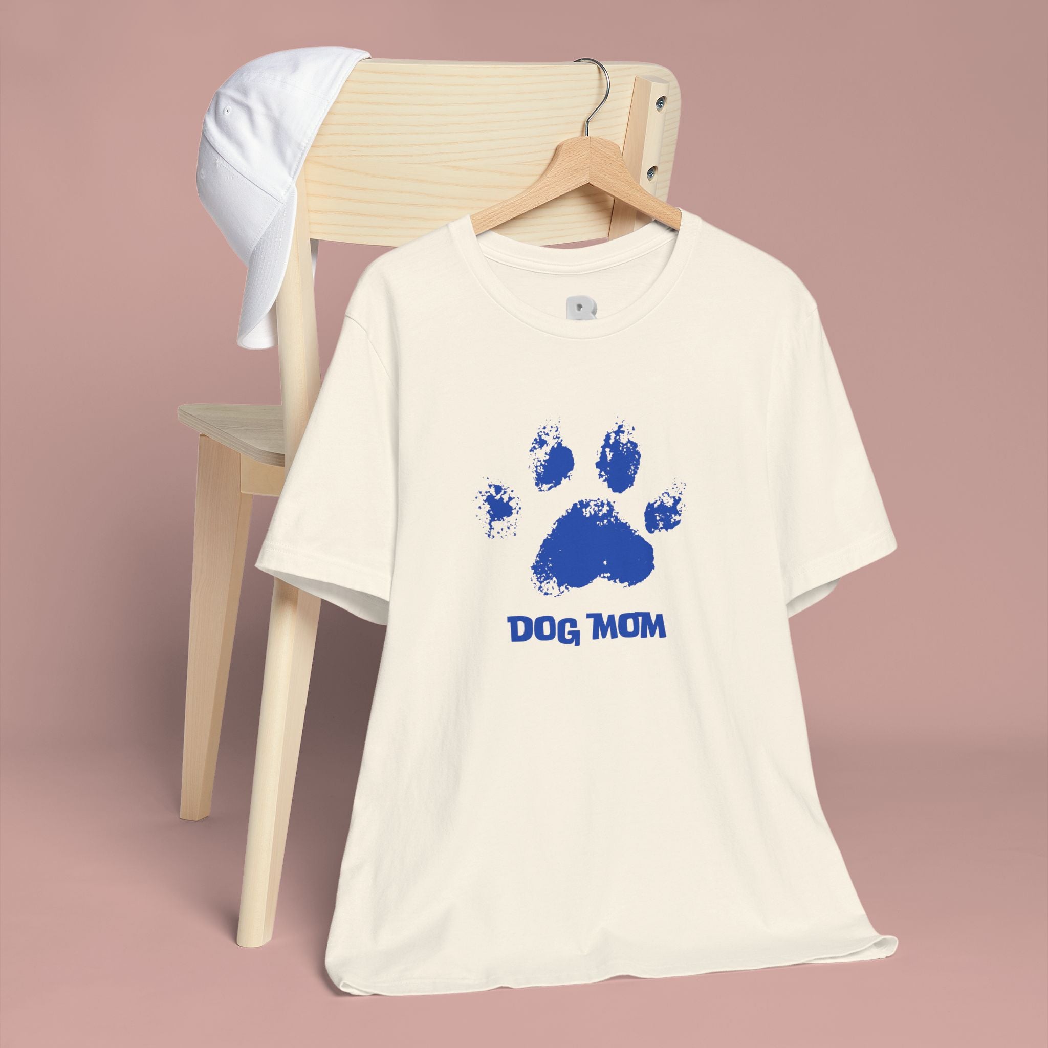 Dog Mom Paw Print T-Shirt — Distressed Blue Design