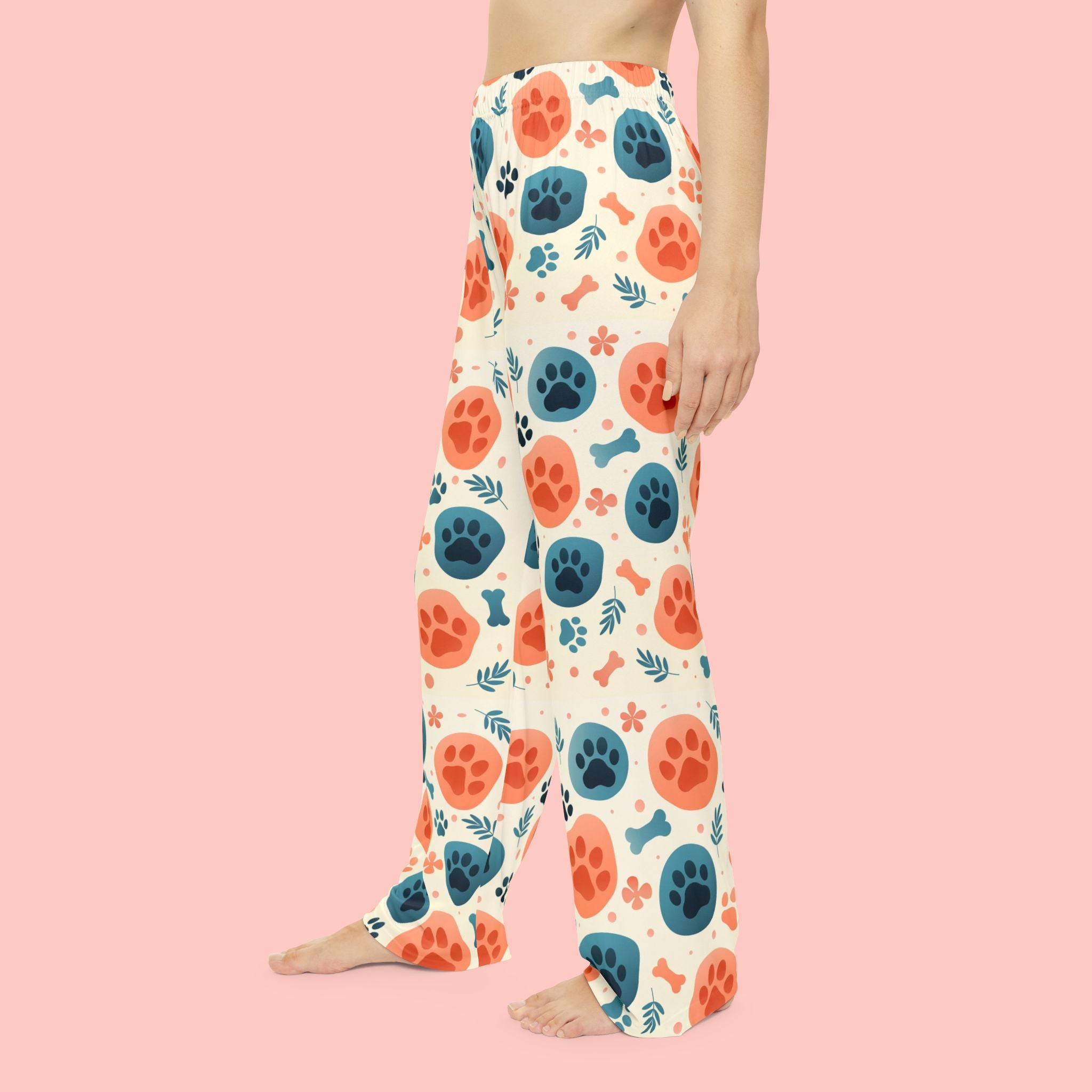 Paw Print Women's Pajama Pants — Cute Colorful Pet Pattern Lounge Pants