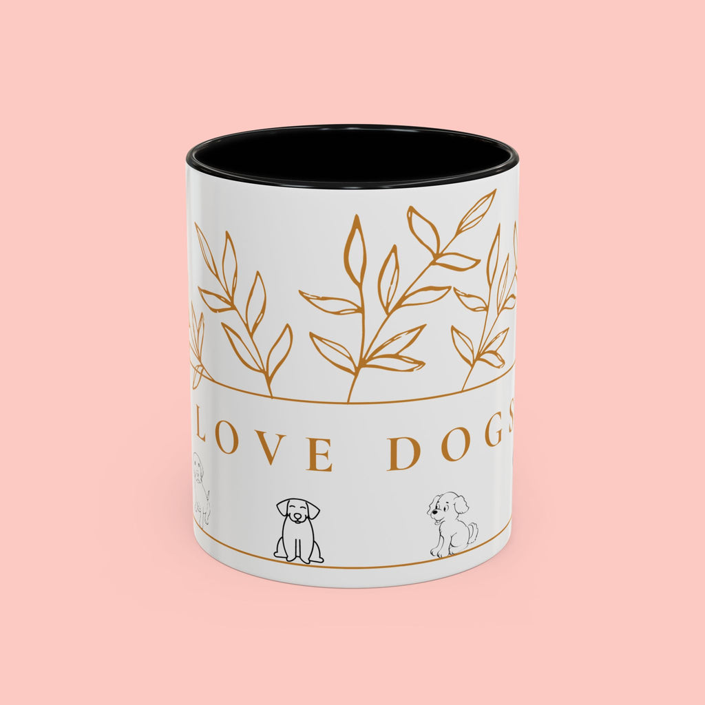I Love Dogs Accent Coffee Mug — Gold Leaf Dog Lover Ceramic Mug (11oz & 15oz)