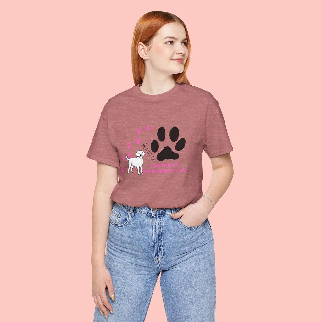 Dog Pawprint T-Shirt — "Pawprints Everywhere I Go" Cute Pet Lover Tee