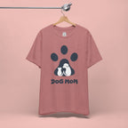 Dog Mom T‑Shirt — Paw Print with Dog & Puppy Graphic