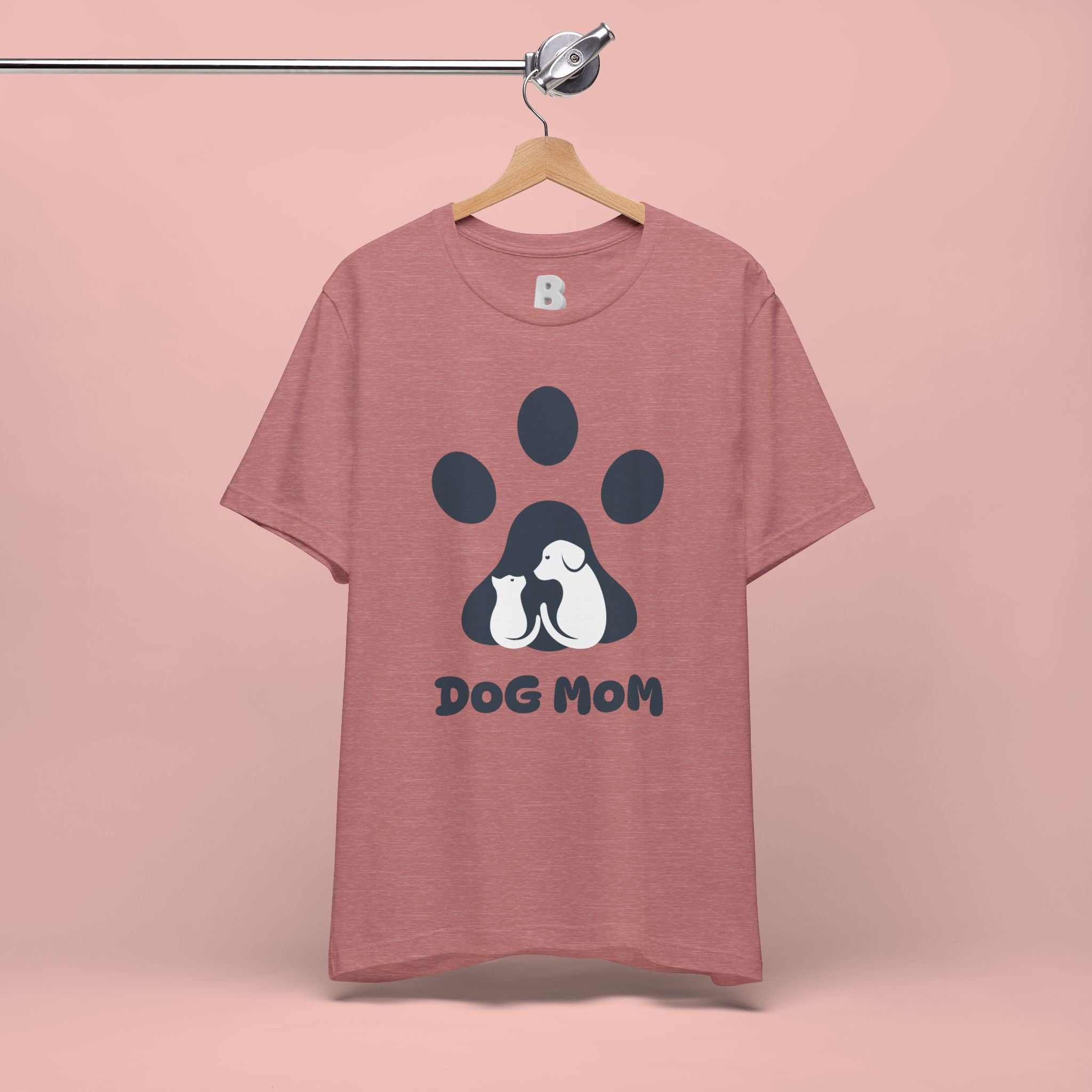 Dog Mom T‑Shirt — Paw Print with Dog & Puppy Graphic