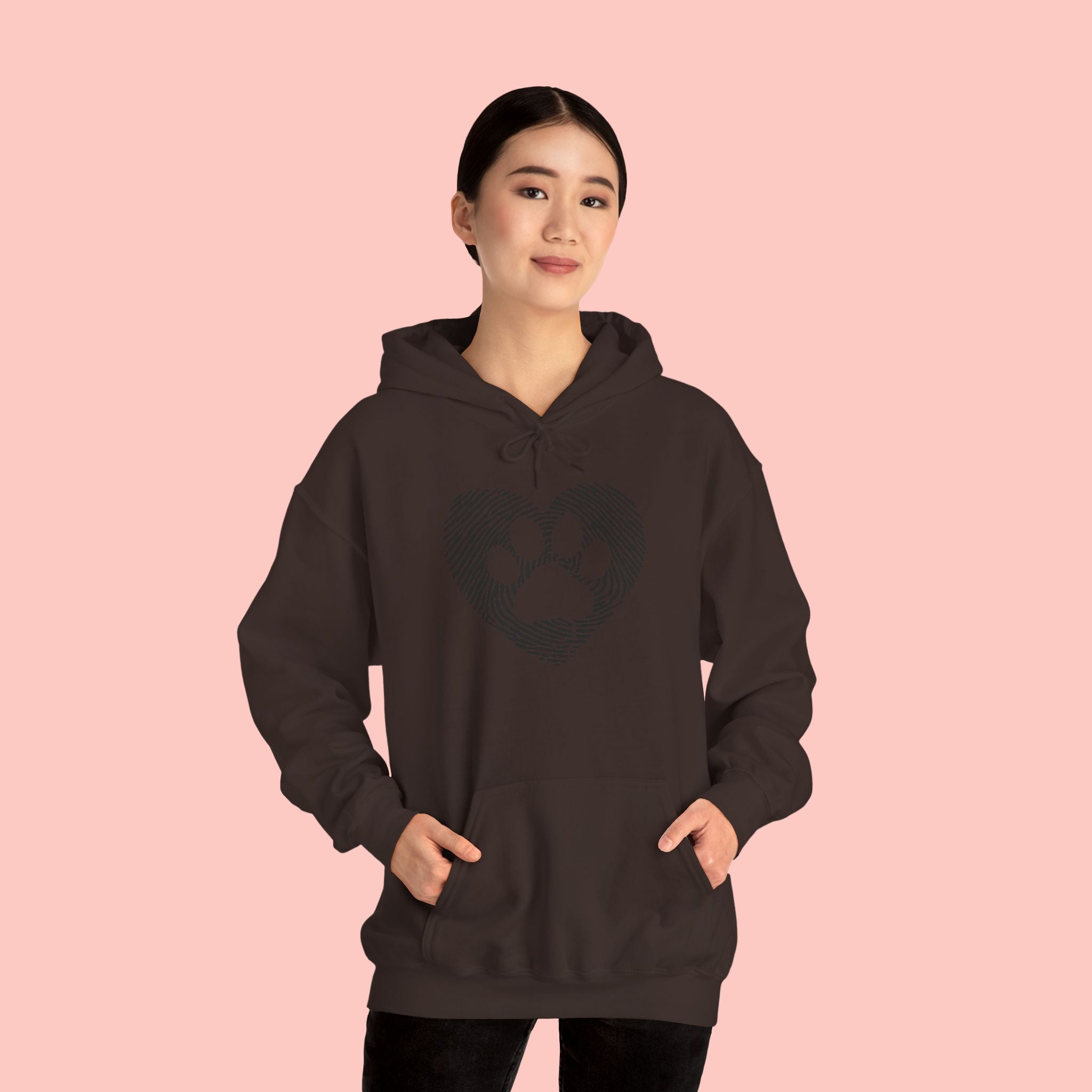 Heart Paw Print Hoodie — Dog Lover Heart Paw Graphic Sweatshirt