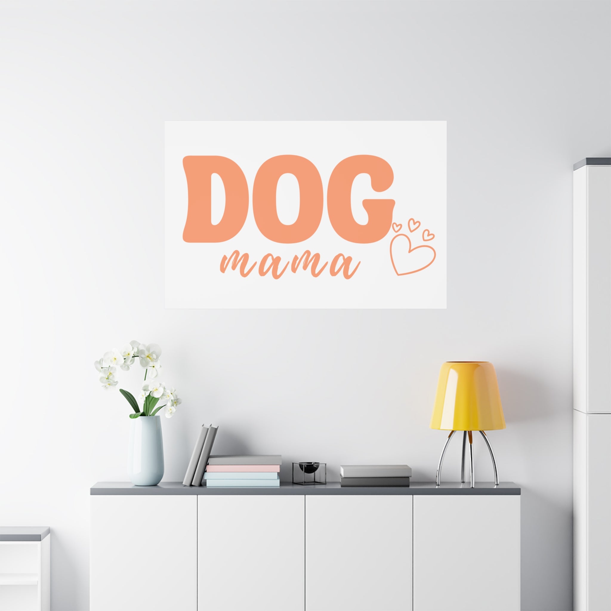 Dog Mama Matte Canvas Wall Art – Peach Script Pet Lover Decor