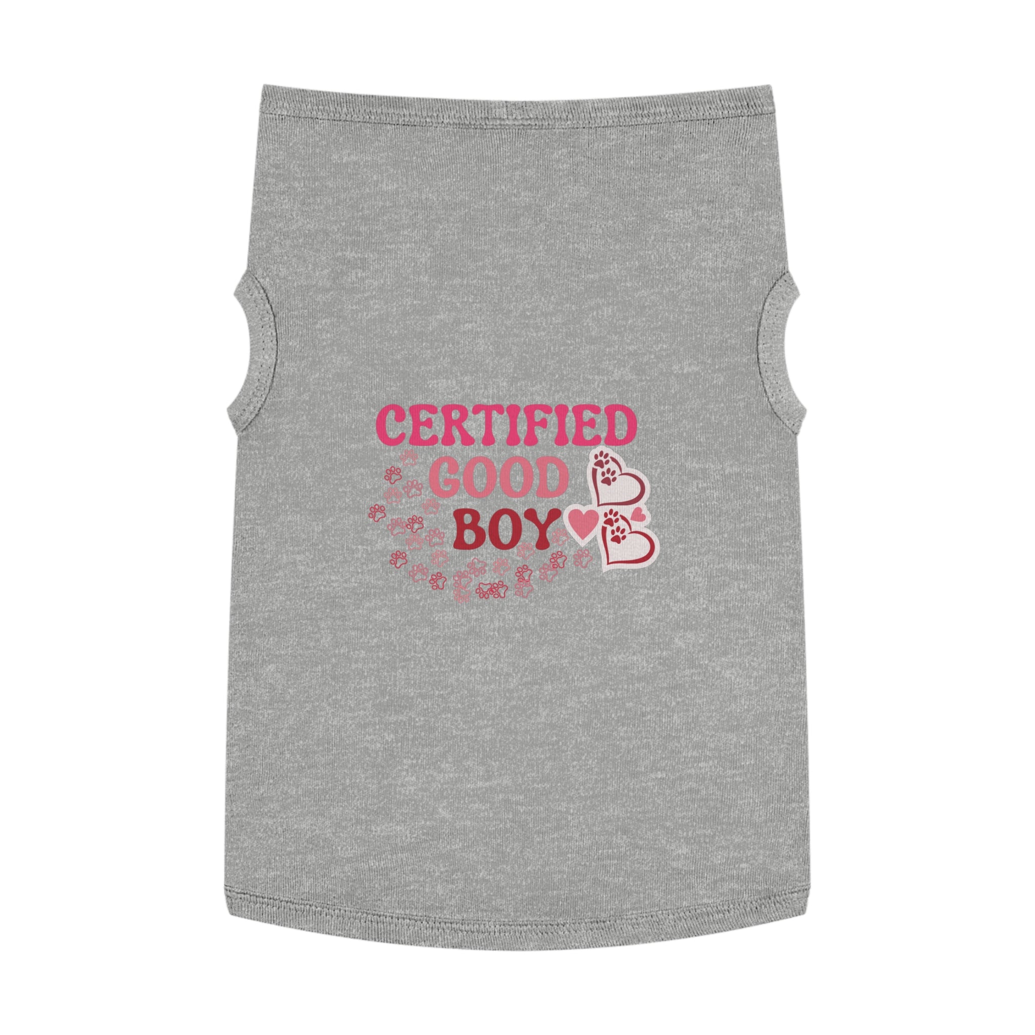 Certified Good Boy Pet Tank Top - Cute Paw & Heart Dog Tee
