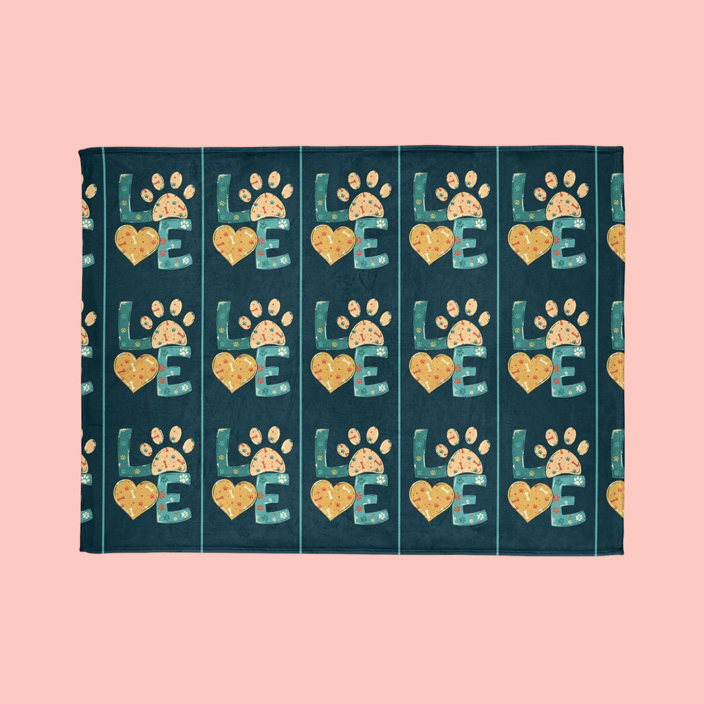 Pet Paw Love Blanket — Cozy Soft Polyester Throw for Dog & Cat Lovers