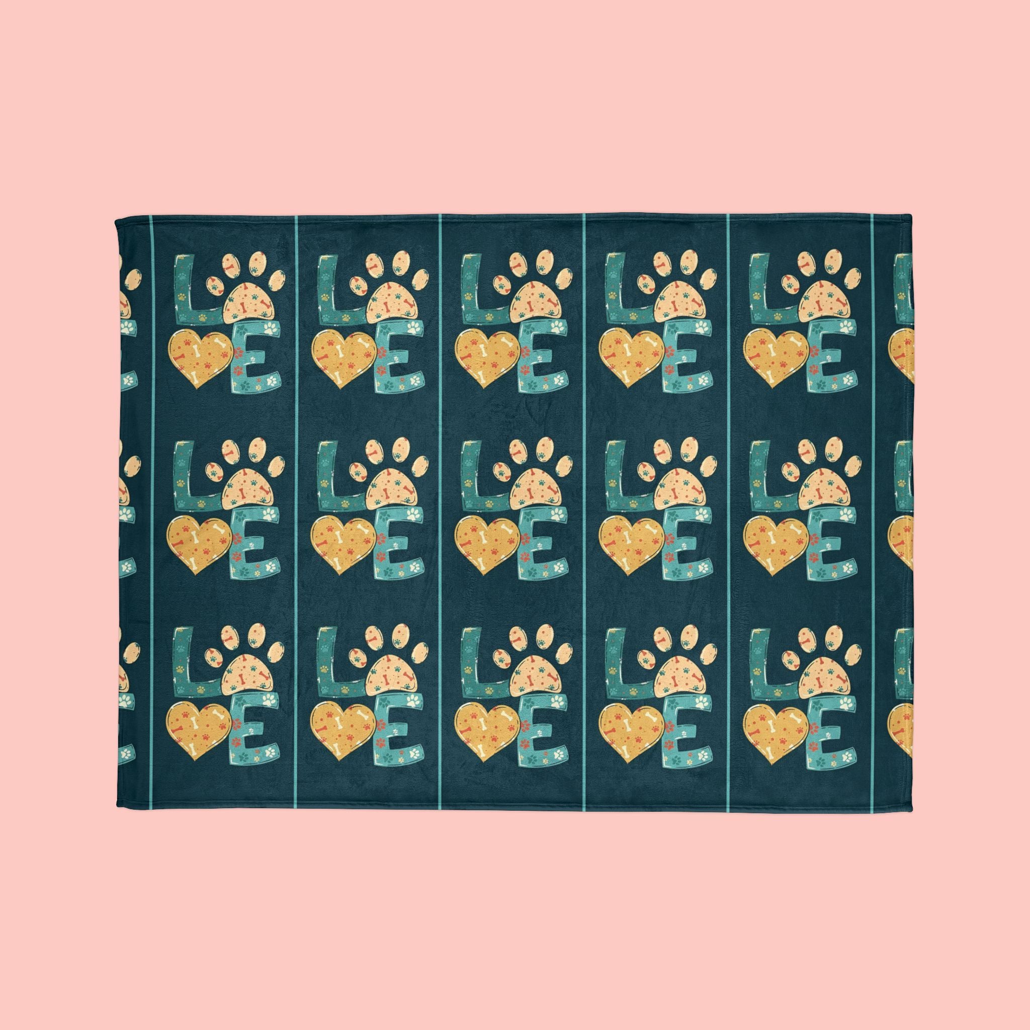 Pet Paw Love Blanket — Cozy Soft Polyester Throw for Dog & Cat Lovers
