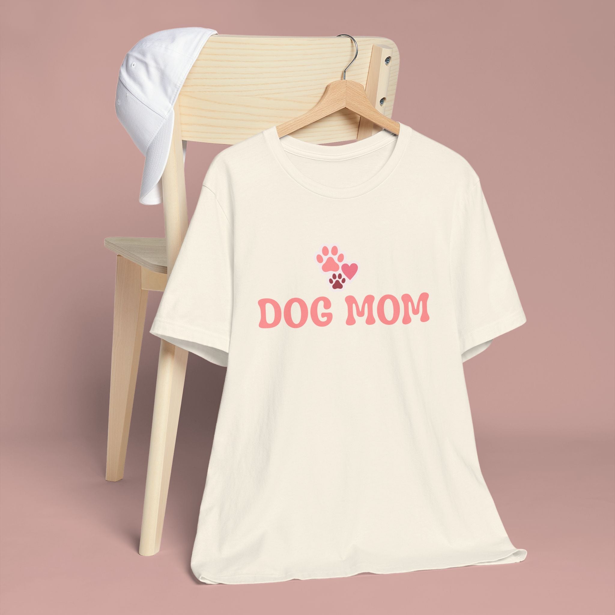 Dog Mom T-Shirt — Pink Paw Graphic Tee for Dog Lovers