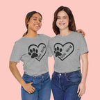 Dog Mom Heart Paw T-Shirt