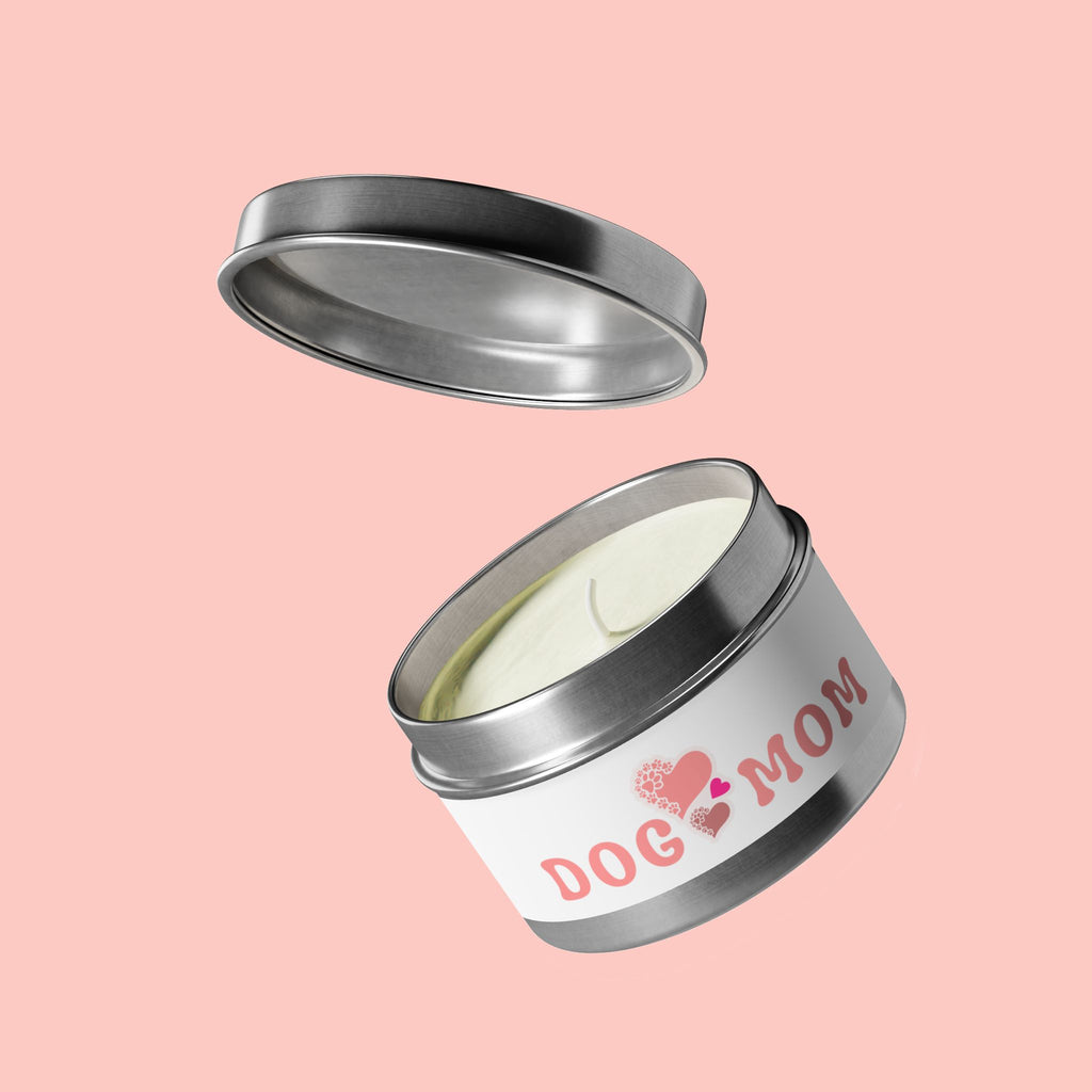 Dog Mom Tin Candle — Heart Paw Scented Travel Candle (Perfect Gift for Dog Lovers)
