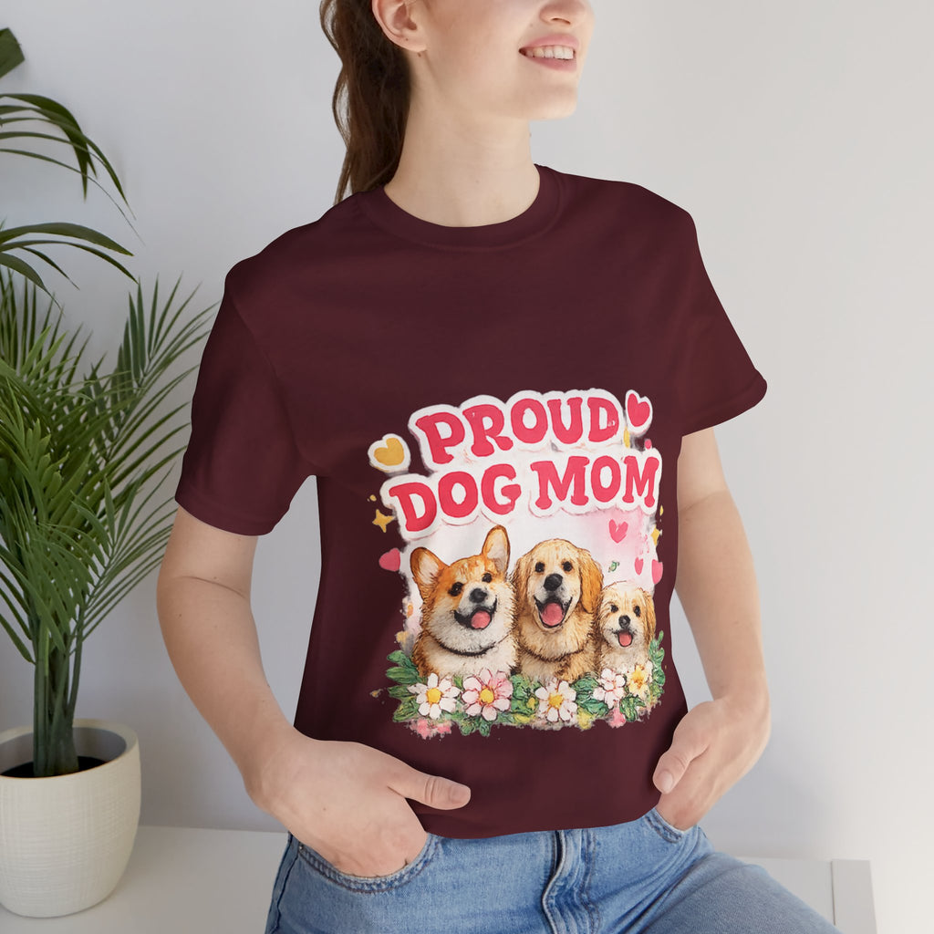Proud Dog Mom T-Shirt — Cute Corgi & Golden Retriever Floral Tee for Pet Lovers