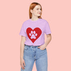 Pet Lover T-Shirt — Red Heart Paw Print Tee