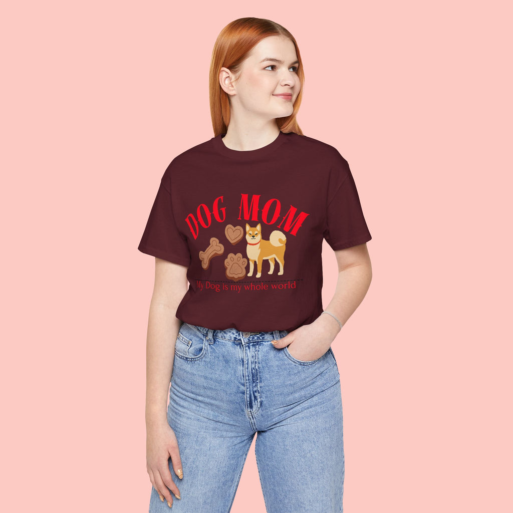 Dog Mom T-Shirt — Cute Shiba & Treats “My Dog Is My Whole World” Tee