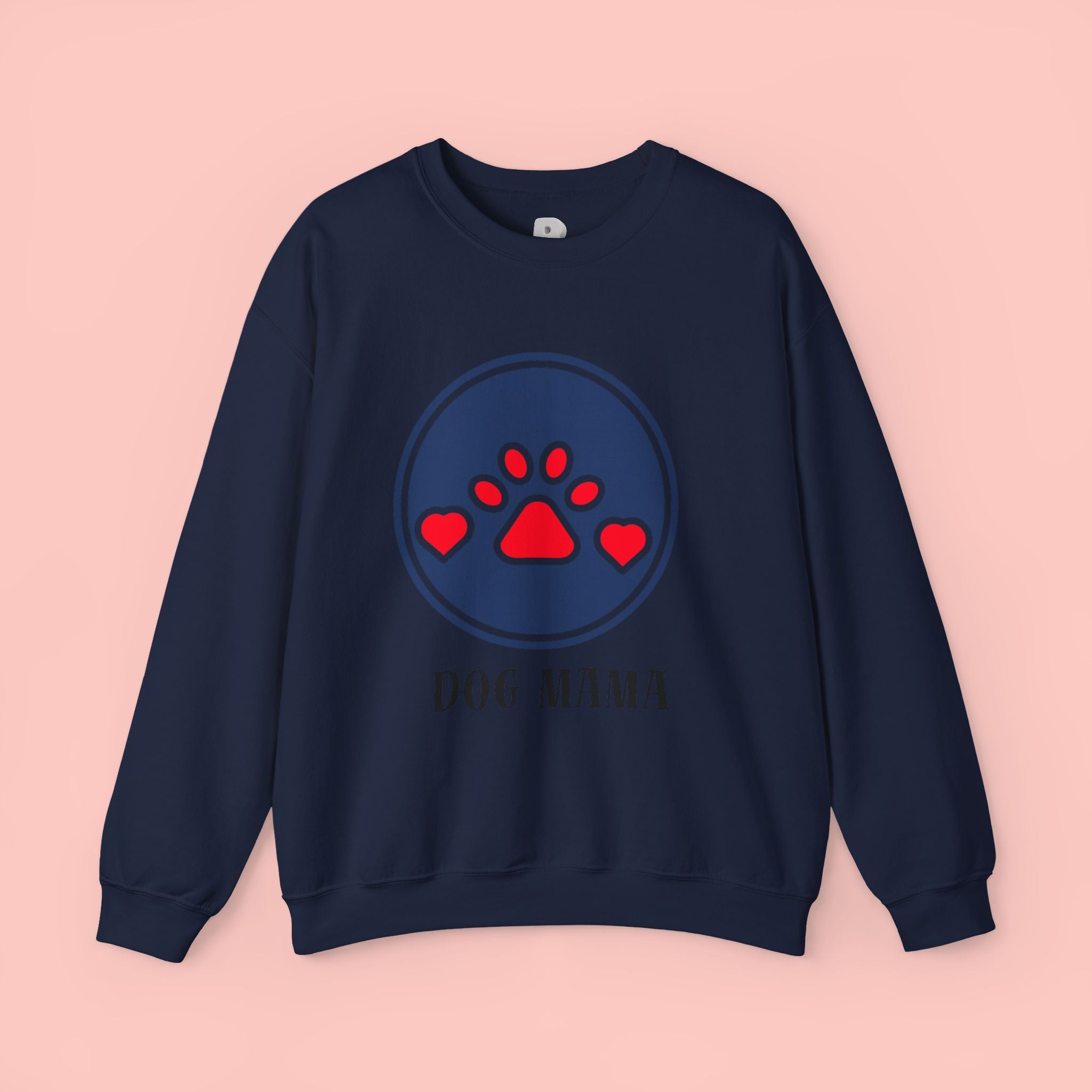 Dog Mama Crewneck Sweatshirt — Paw Print Heart Graphic
