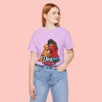 Dog Mom T-Shirt - Cute Woman Hugging Golden Retriever Tee