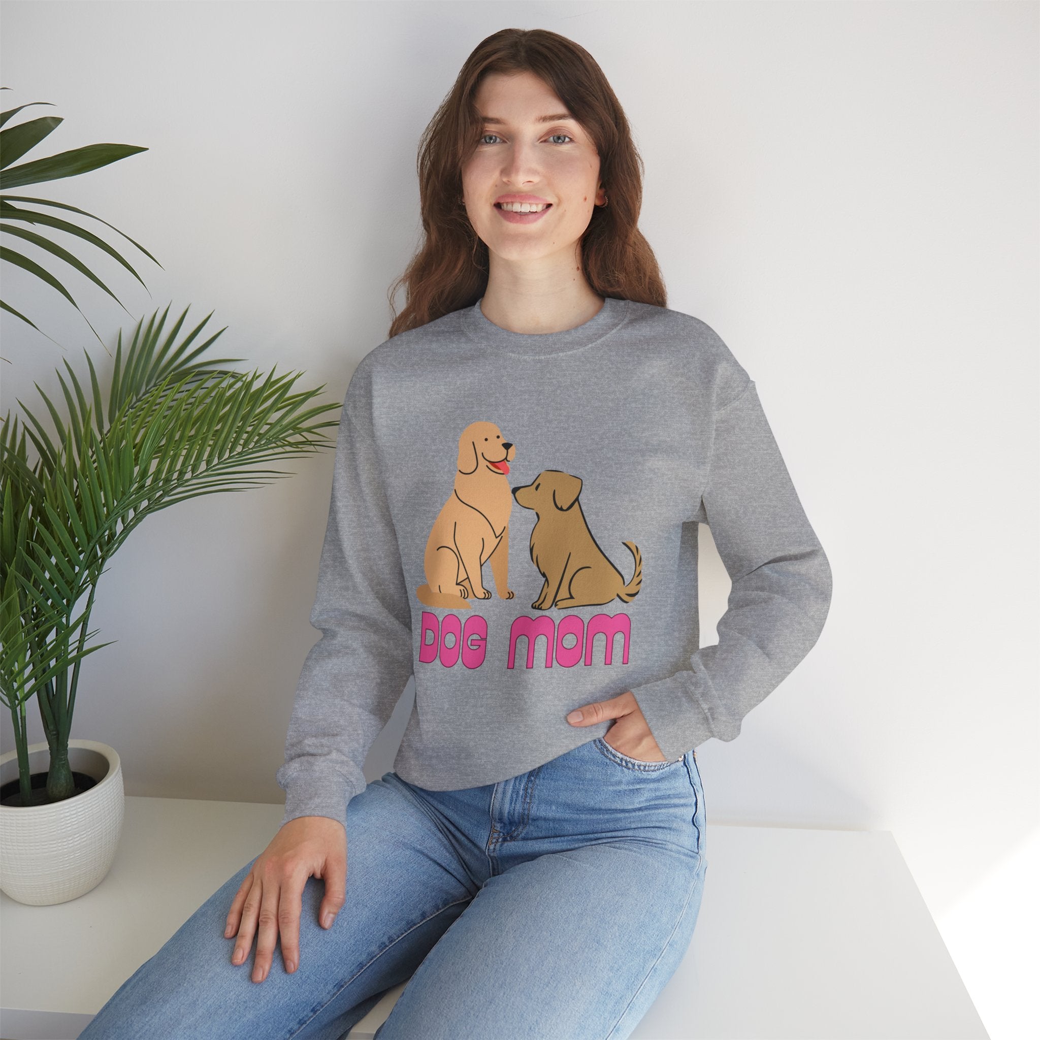 Dog Mom Sweatshirt — Cute Cartoon Dogs "Dog Mom" Crewneck