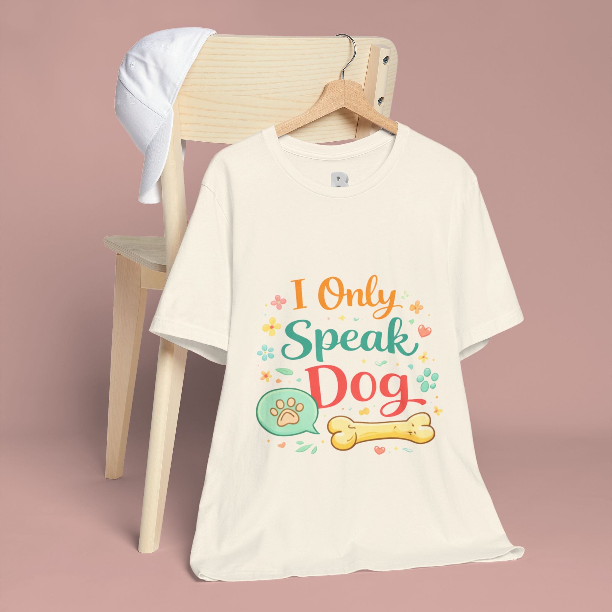 Dog Lover T‑Shirt – "I Only Speak Dog" Cute Paw & Bone Graphic Tee