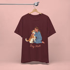 Dog Mom T‑Shirt — Cute Woman Hugging Dog Graphic Tee