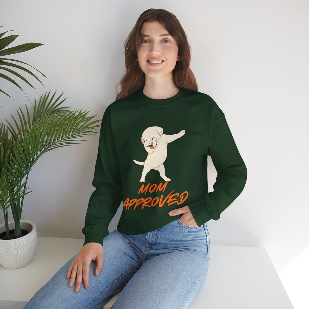 Crewneck Sweatshirt - 'Mom Approved' Dabbing Dog Cute Graphic
