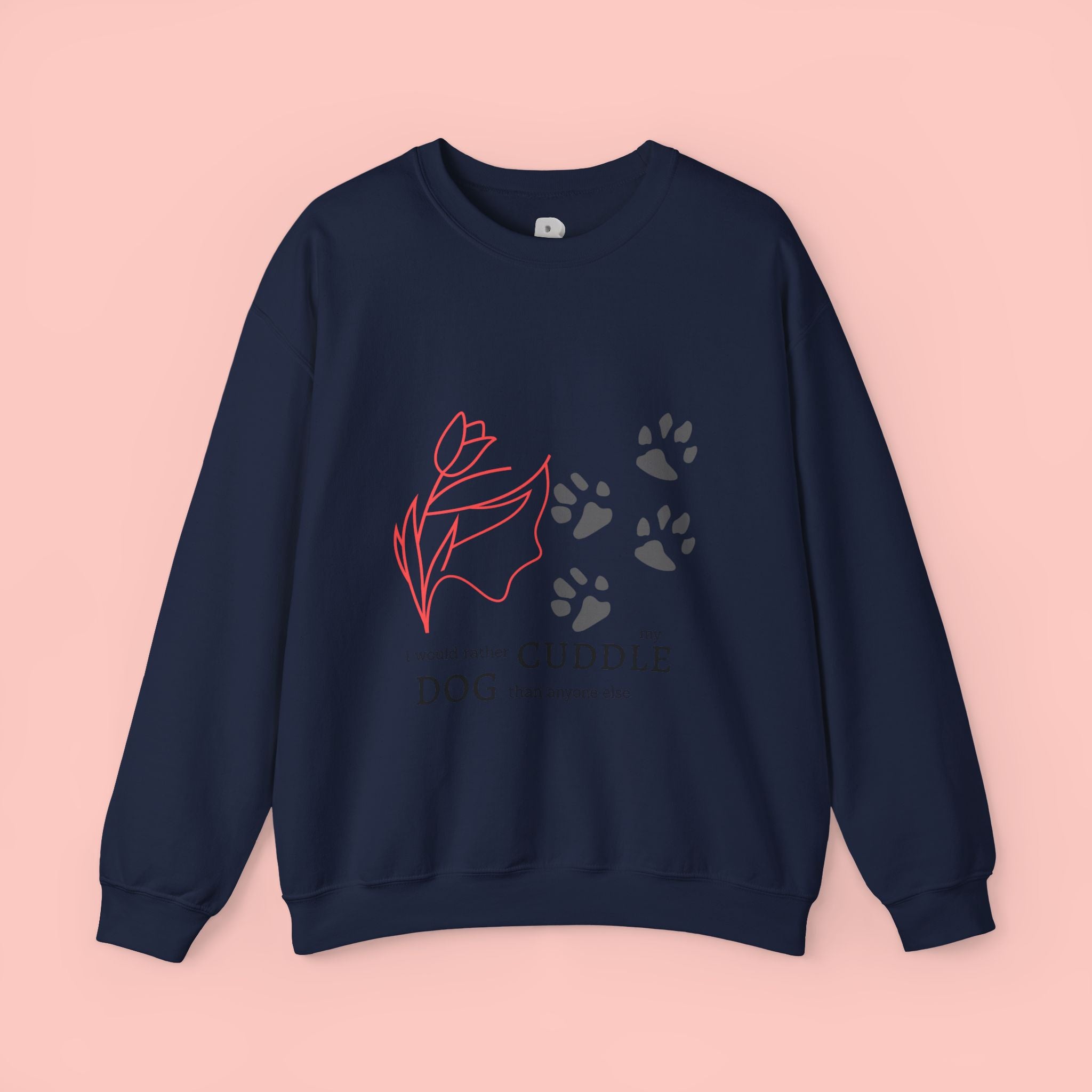 Dog Cuddle Crewneck Sweatshirt – Paw Print & Floral Cozy Pullover