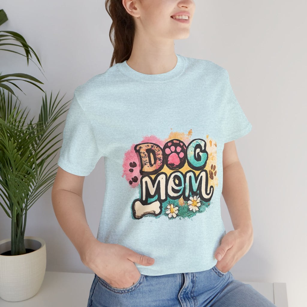 Dog Mom T-Shirt — Colorful Paw Print Graphic Tee for Pet Lovers