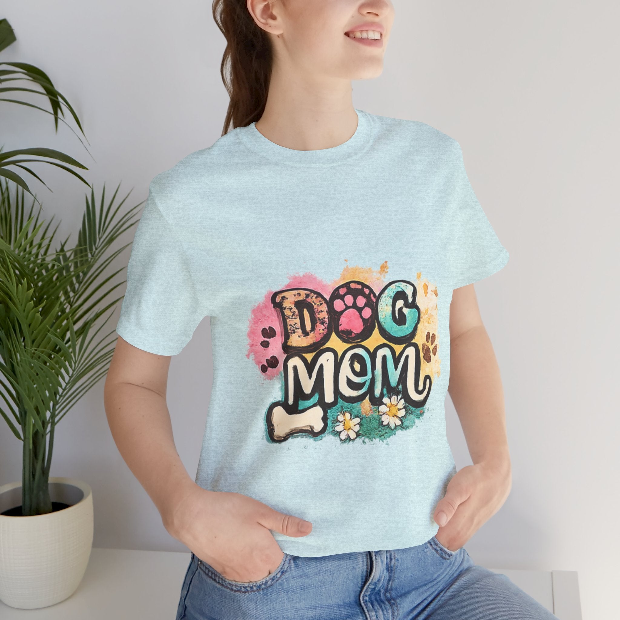 Dog Mom T-Shirt — Colorful Paw Print Graphic Tee for Pet Lovers