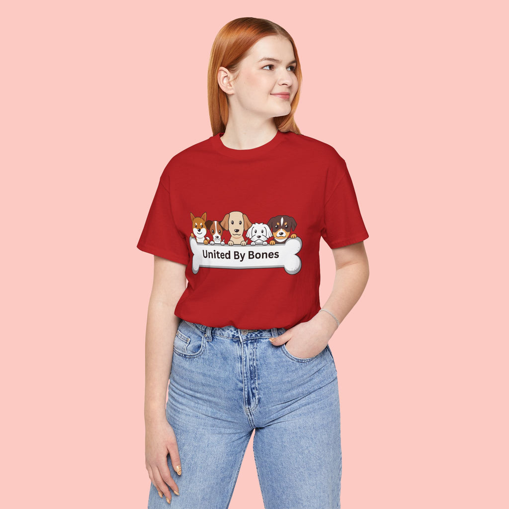 Dog Lover T‑Shirt — "United By Bones" Cute Cartoon Dogs Tee