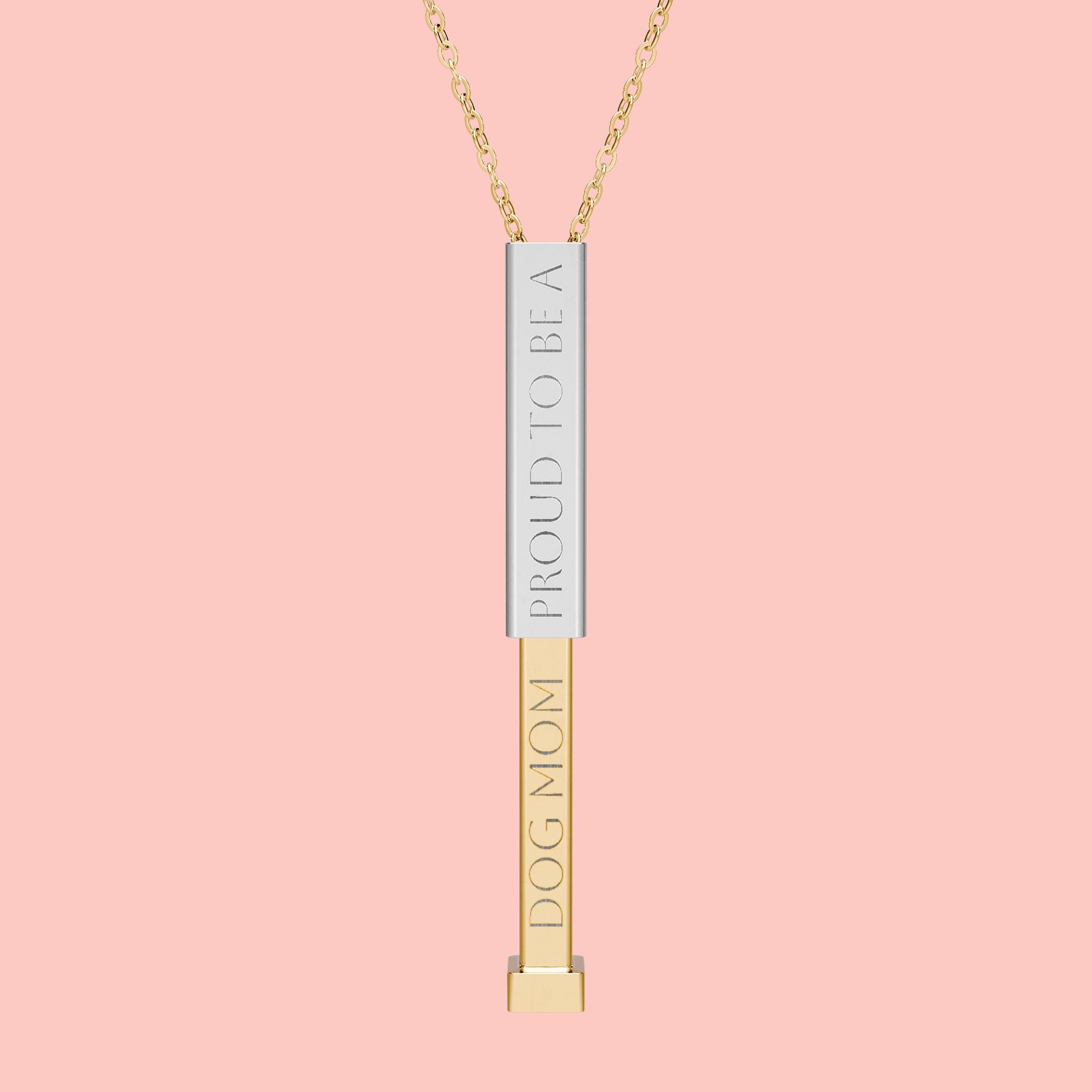 Hidden Message Sliding Bar Necklace — Engravable Secret Message Pendant