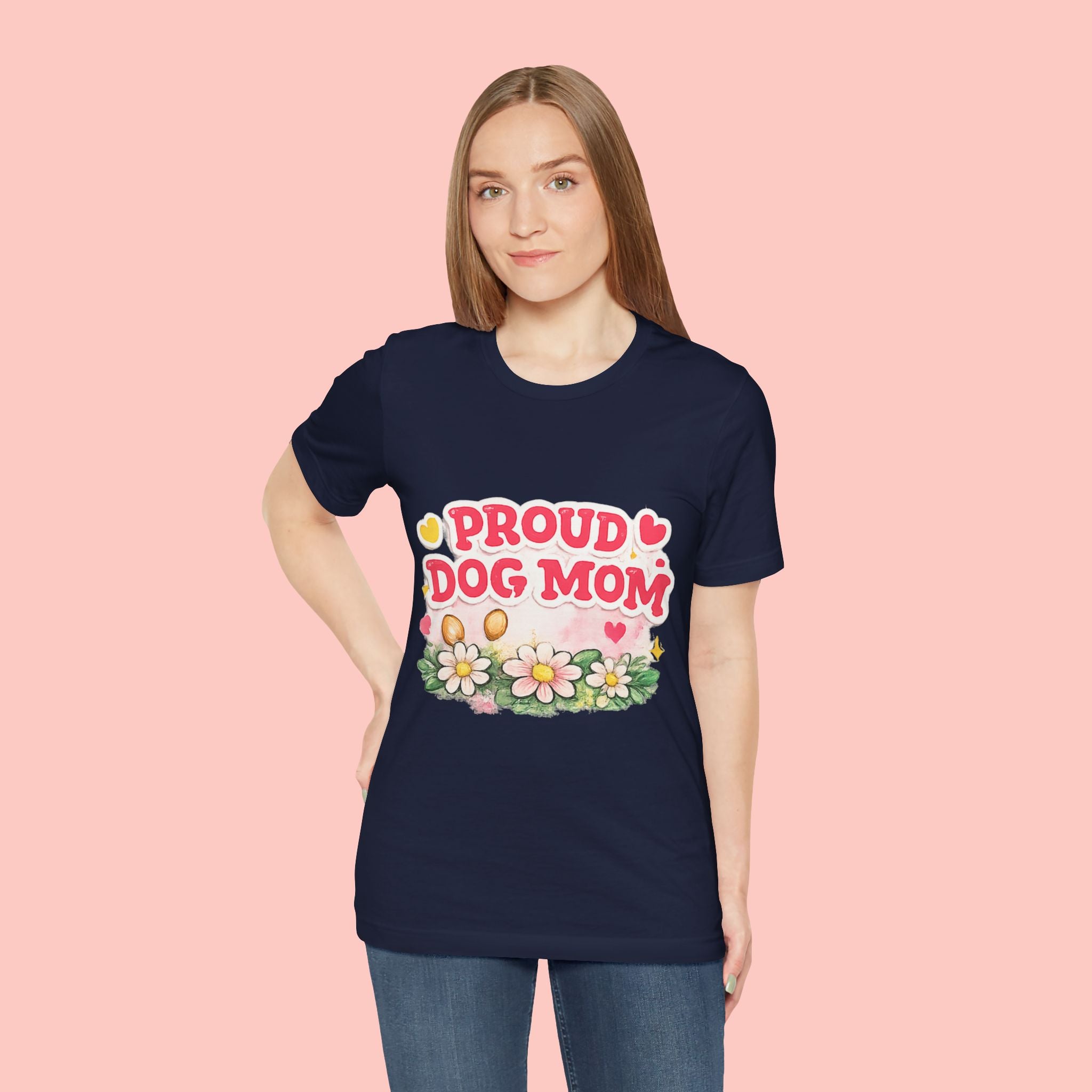 Proud Dog Mom Tee – Floral Retro Heart Design