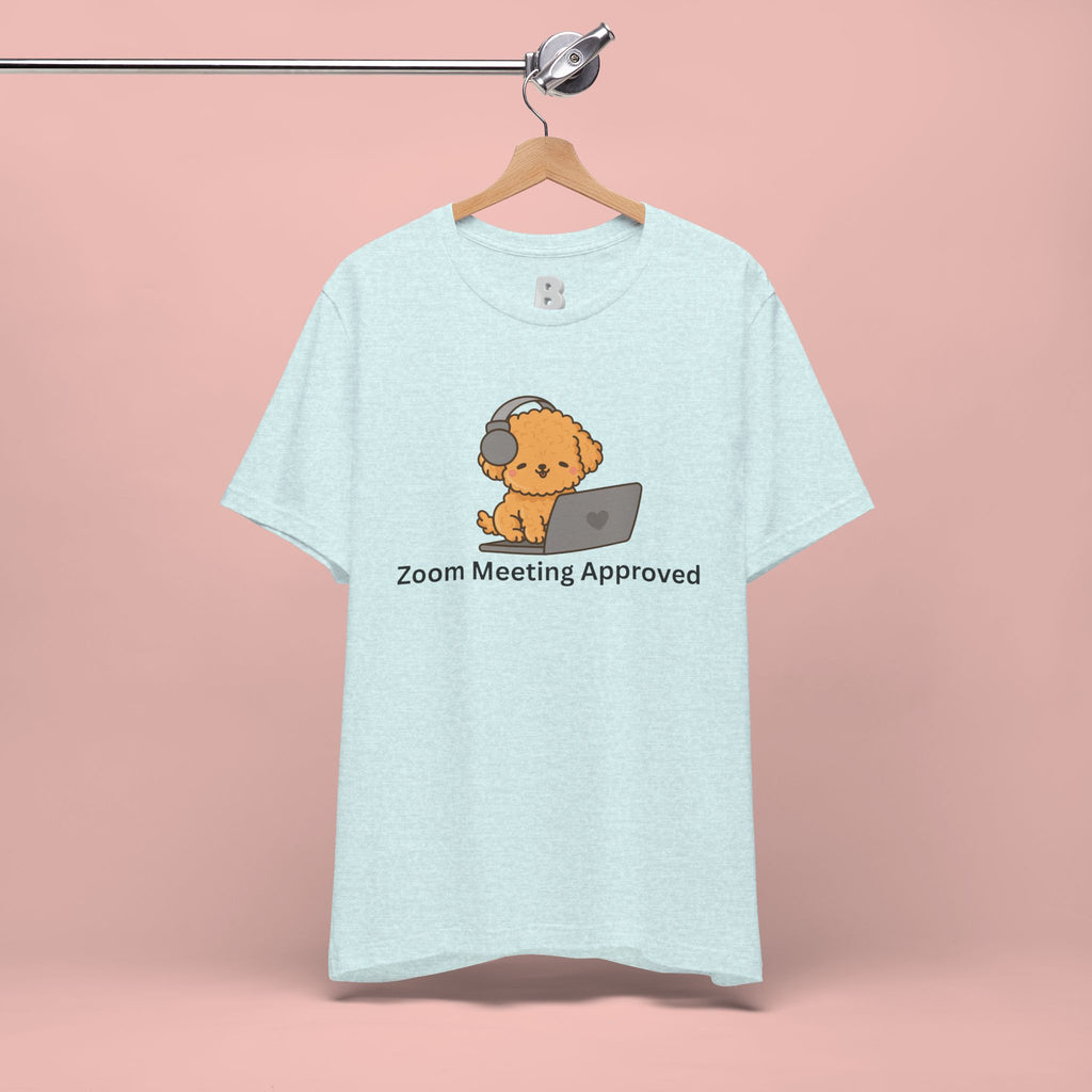 Zoom Meeting Approved Tee — Cute Puppy with Headset Laptop Graphic