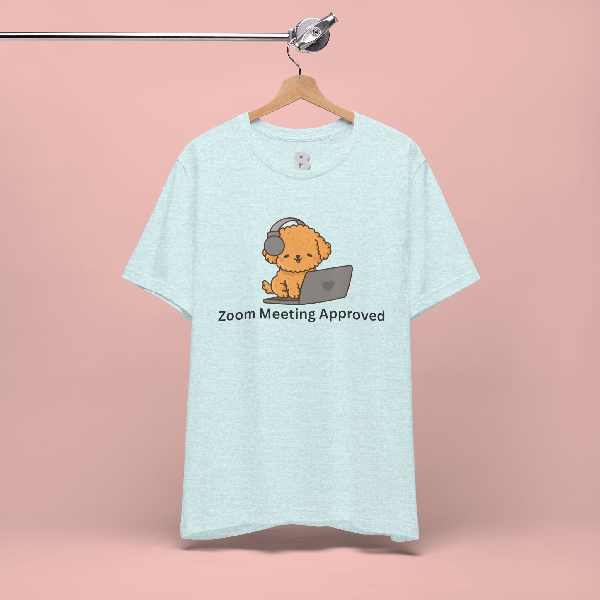 Zoom Meeting Approved Tee — Cute Puppy with Headset Laptop Graphic