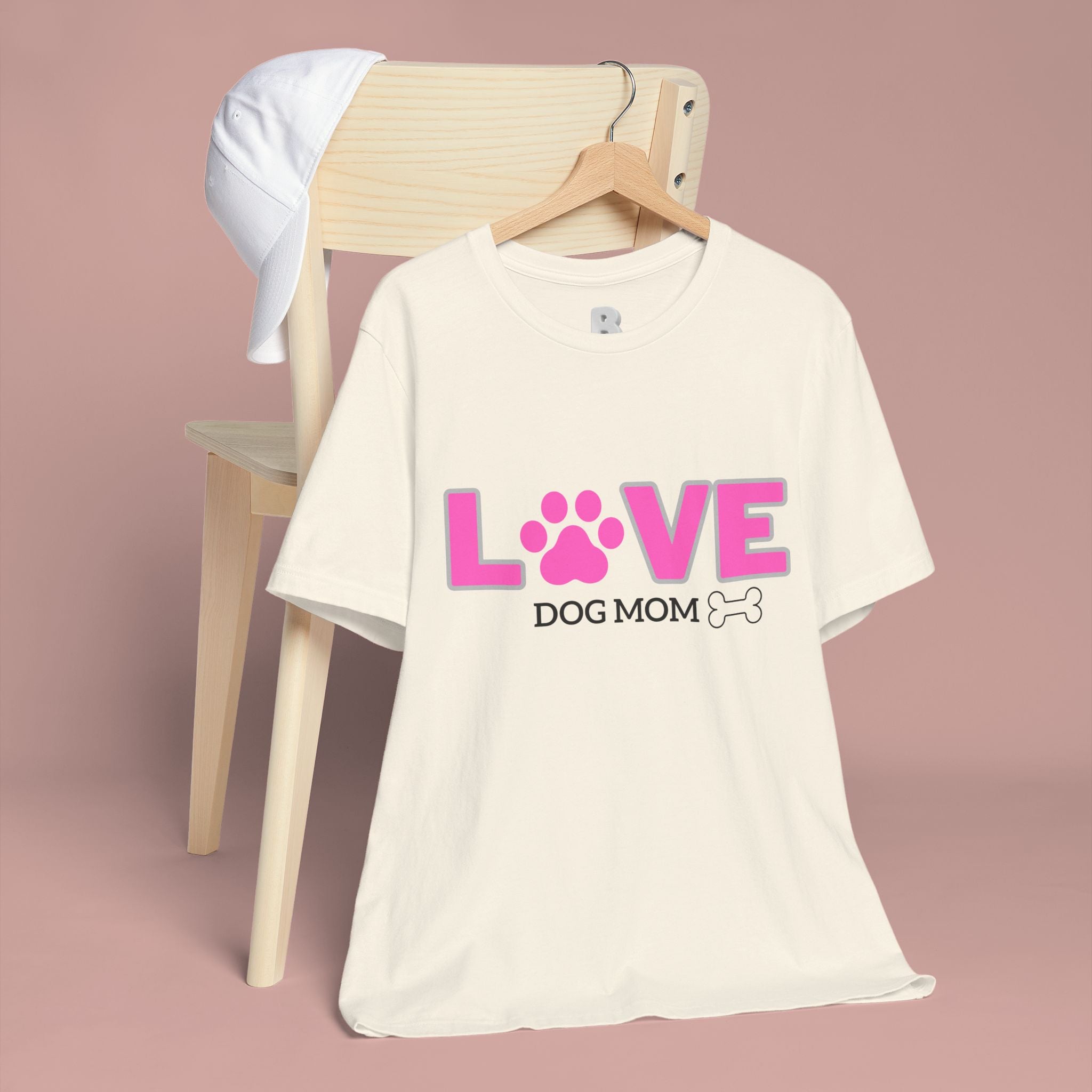 Love Dog Mom T-Shirt — Pink Paw Graphic Tee