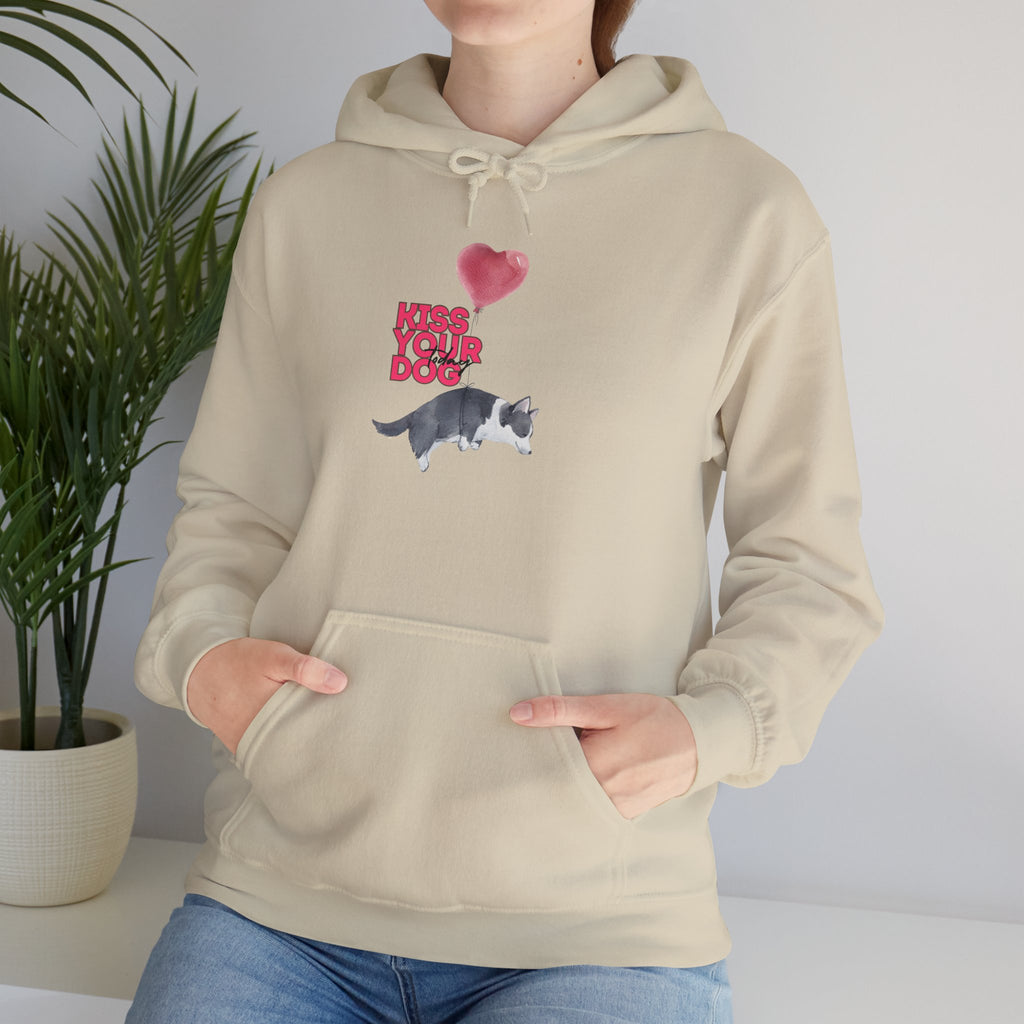 Kiss Your Dog Hoodie — Cute Heart & Dog Graphic Pullover