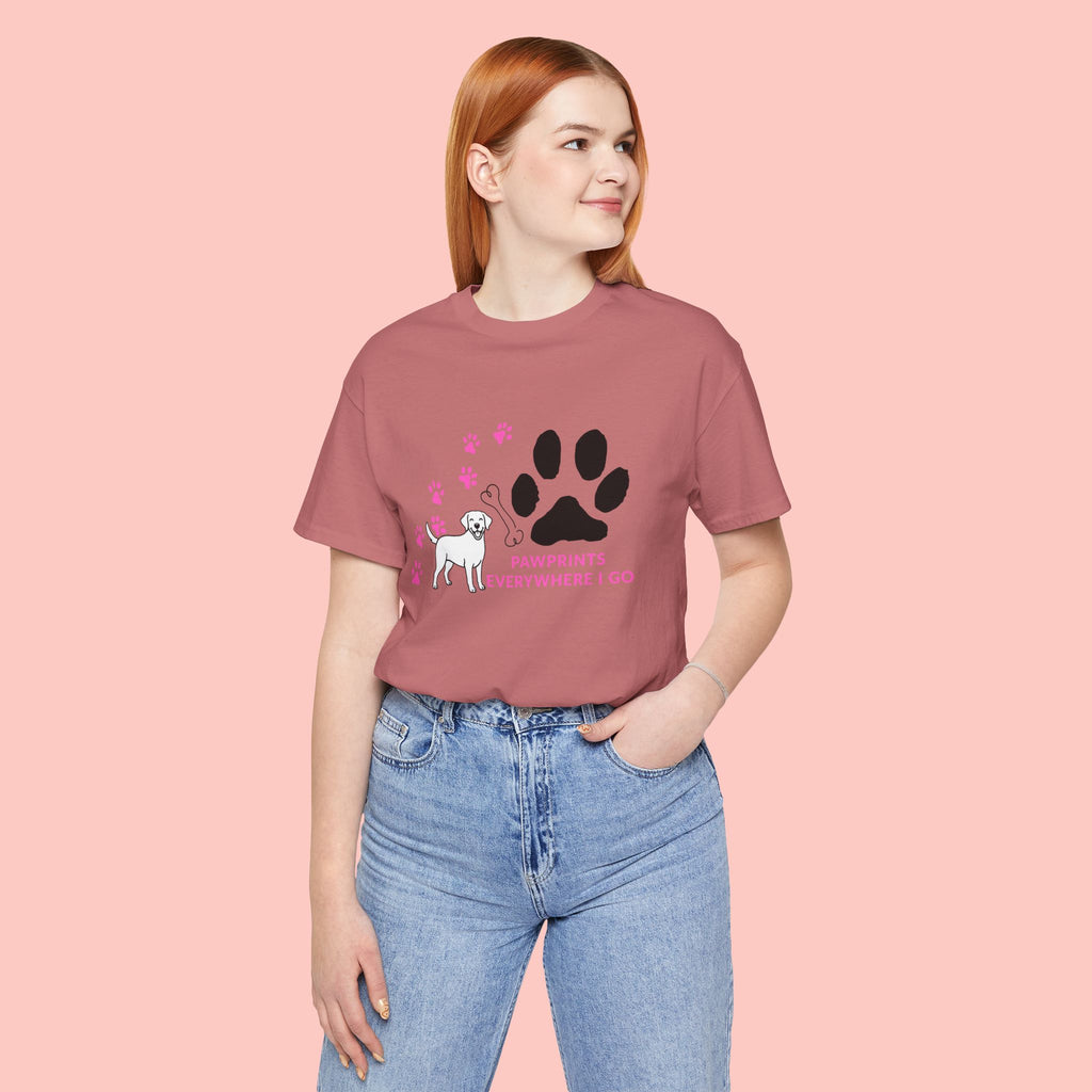 Dog Pawprint T-Shirt — "Pawprints Everywhere I Go" Cute Pet Lover Tee