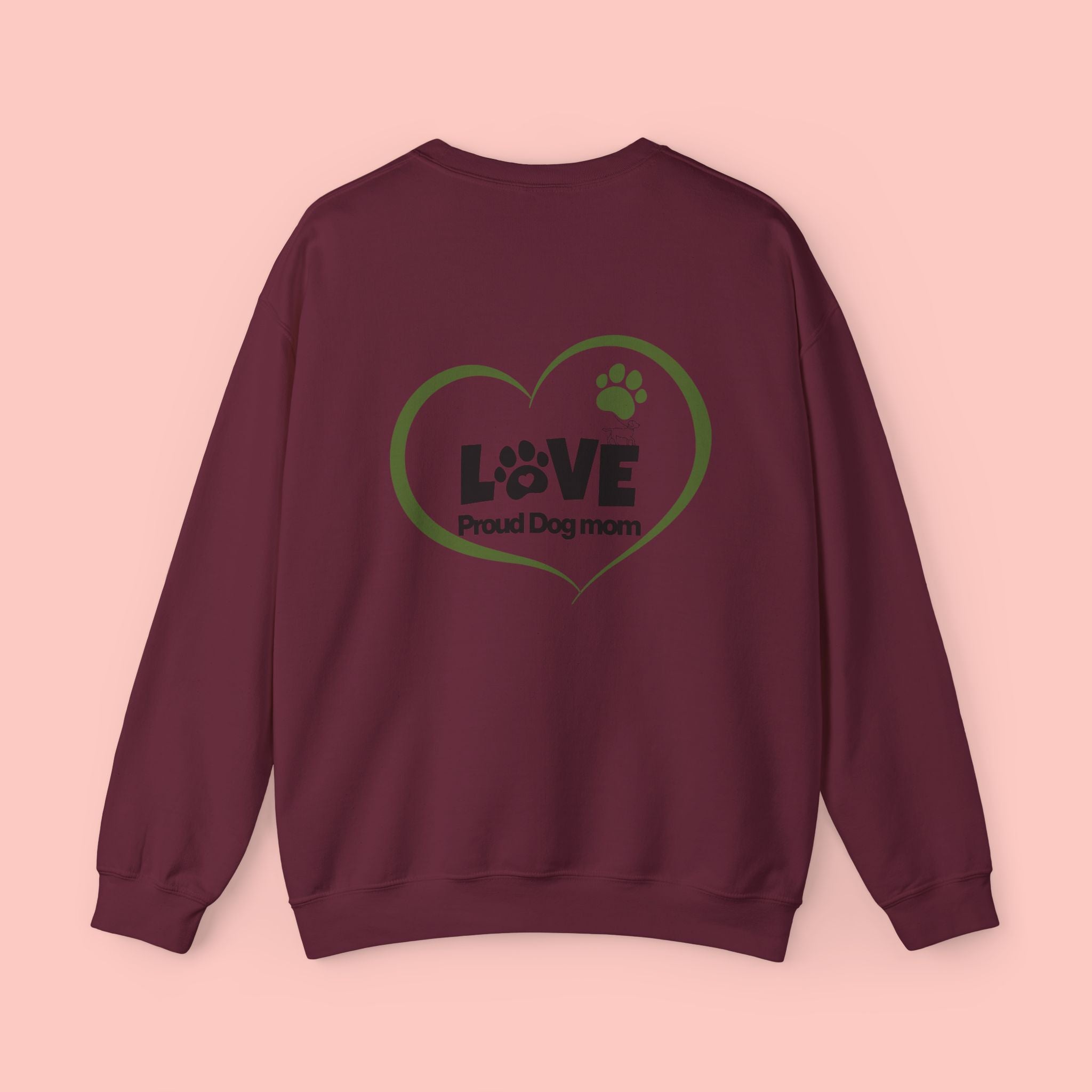 Dog Mom Sweatshirt – "LOVE" Paw Heart Crewneck