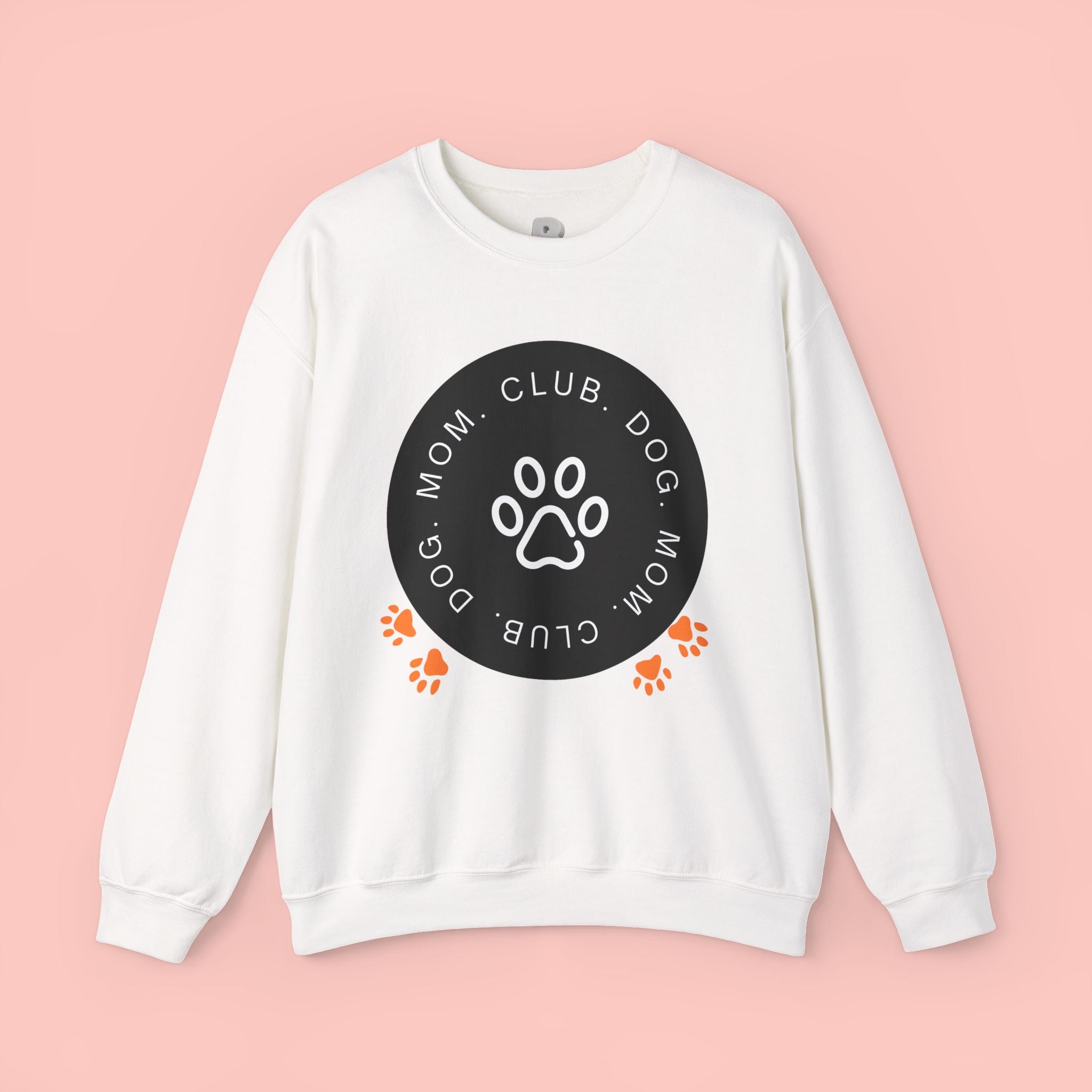 Dog Mom Club Crewneck Sweatshirt — Paw Print Graphic Pullover for Pet Moms
