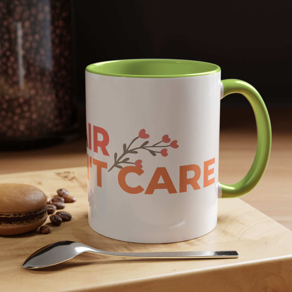 Accent Coffee Mug - "Growing Hair I Don't Care" Floral Script Coffee Mug