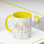 I Love Dogs Accent Coffee Mug — Gold Leaf Dog Lover Ceramic Mug (11oz & 15oz)