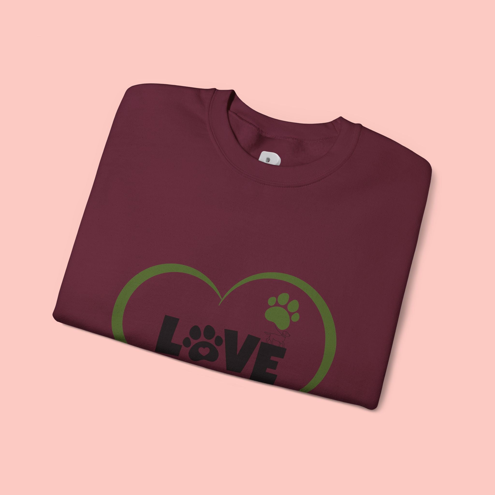 Dog Mom Heart Crewneck Sweatshirt — "LOVE Proud Dog Mom" Graphic