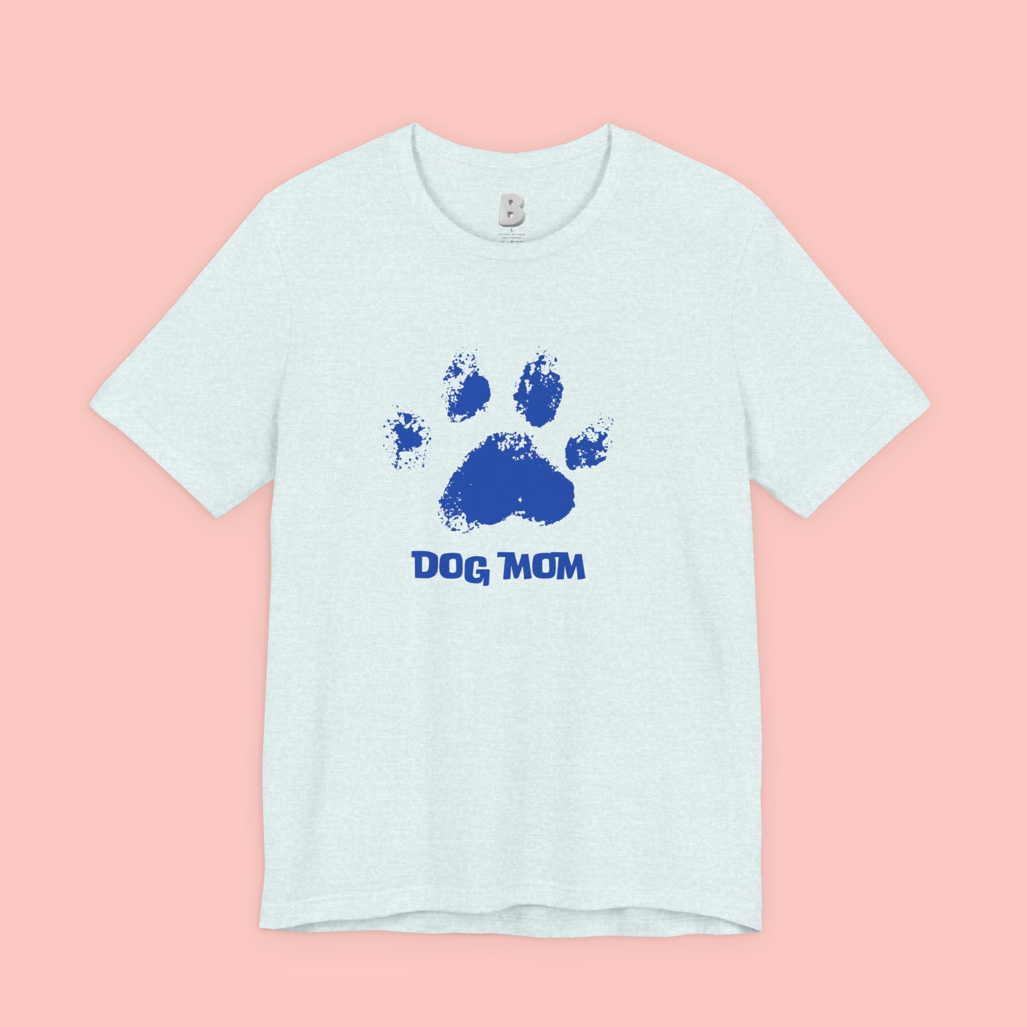 Dog Mom Paw Print T-Shirt — Distressed Blue Design