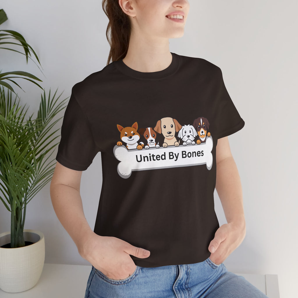 Dog Lover T‑Shirt — "United By Bones" Cute Cartoon Dogs Tee