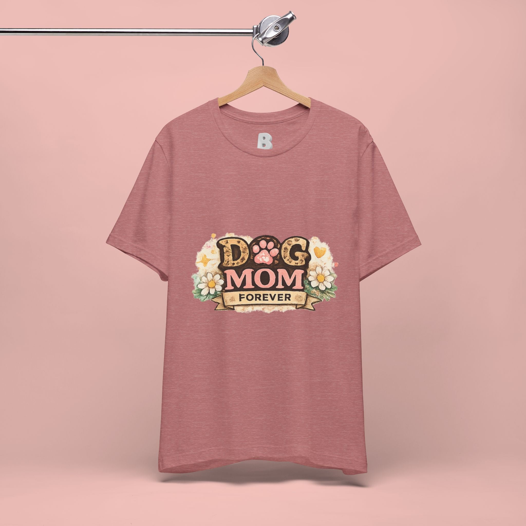 Dog Mom Forever T‑Shirt — Floral Paw Print Tee for Pet Lovers