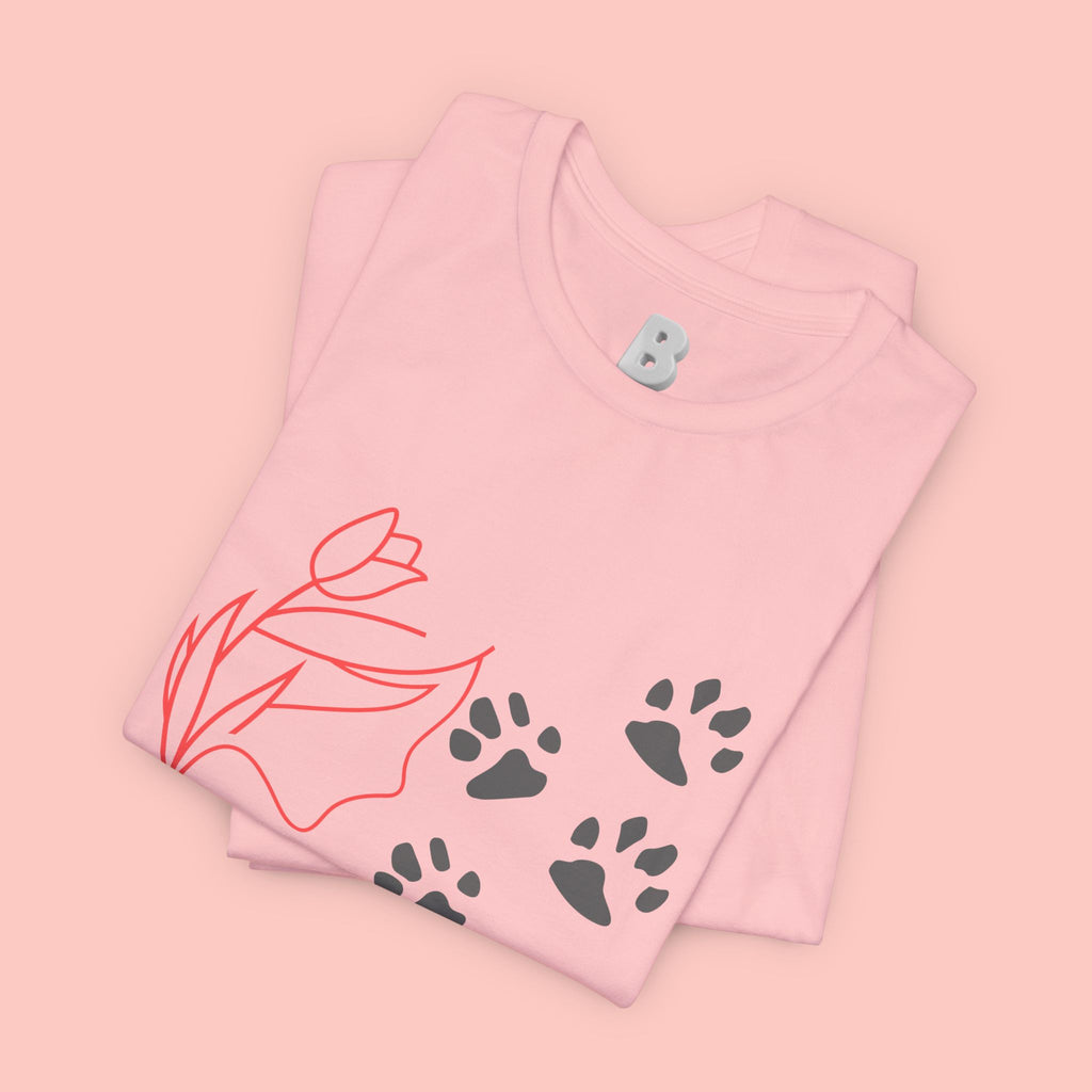 Dog Cuddle Tee – "Would Rather Cuddle My Dog" Paw Print Floral T-Shirt