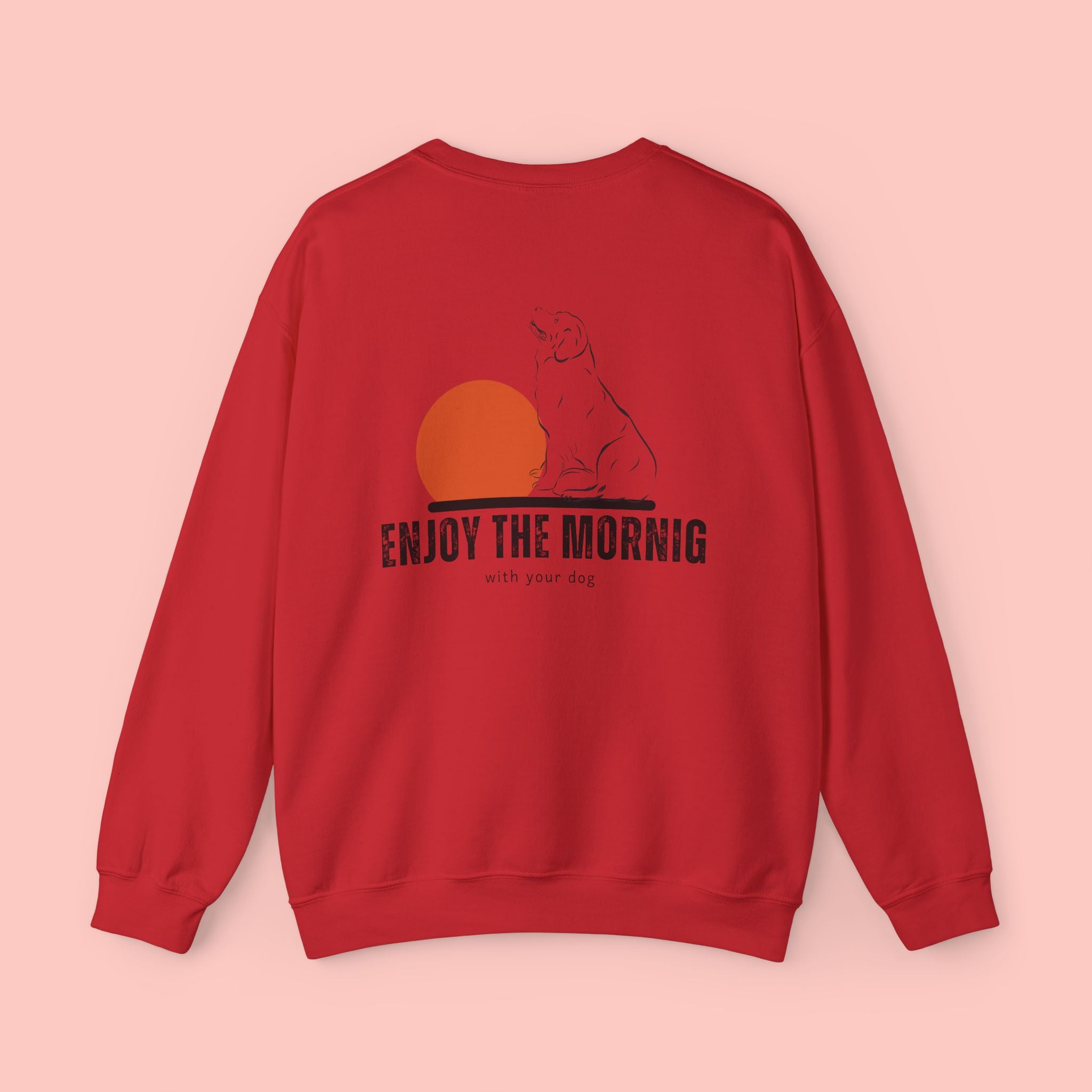 Enjoy the Morning Crewneck Sweatshirt — Dog & Sunrise Graphic