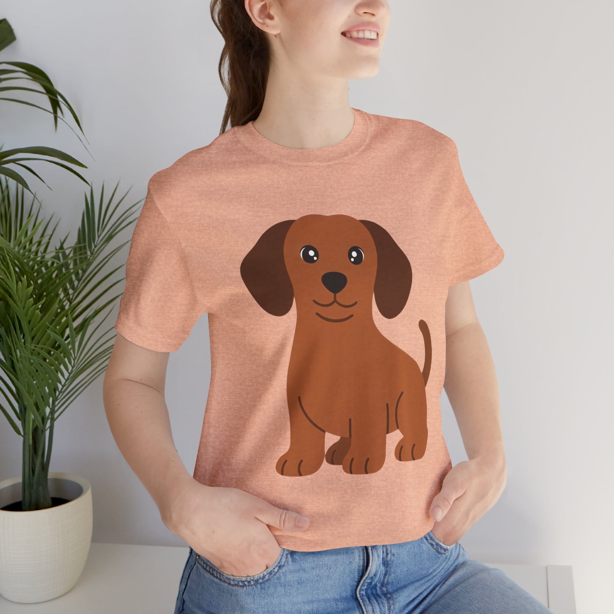 Dachshund Puppy Graphic T-Shirt — Cute Brown Dog Tee